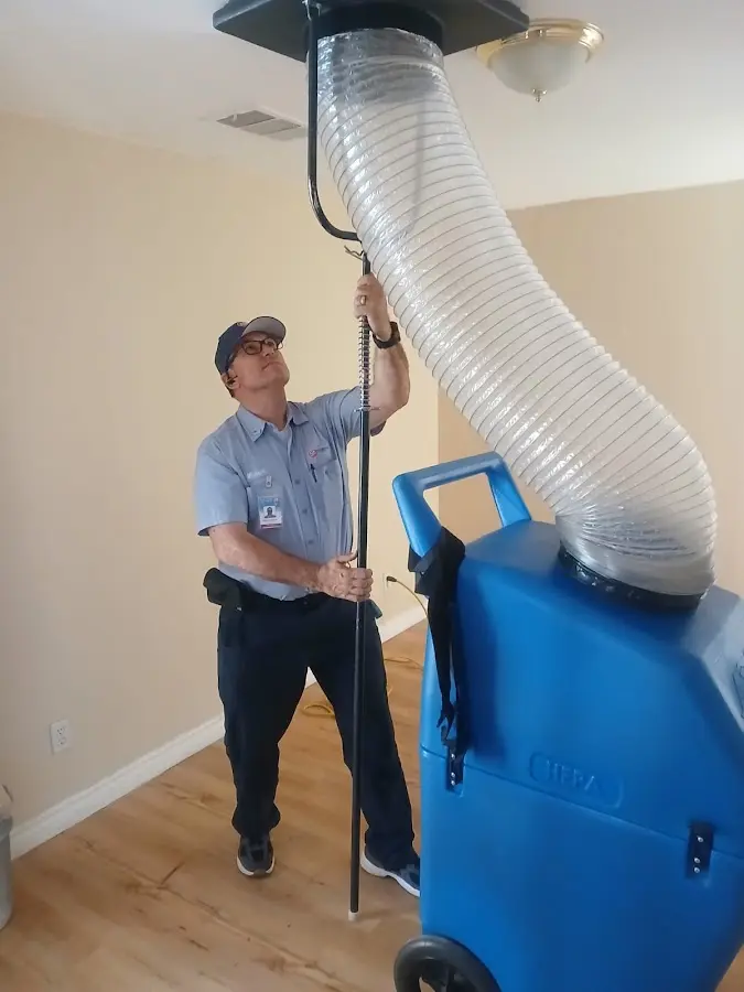 Mini Split Installation technician using HEPA equipment in Santee